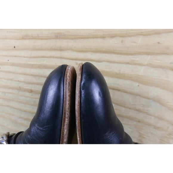 Celine Loafers Womens 6 Black Leather Chain Link Slip On Shoes Italy - Picture 8 of 8